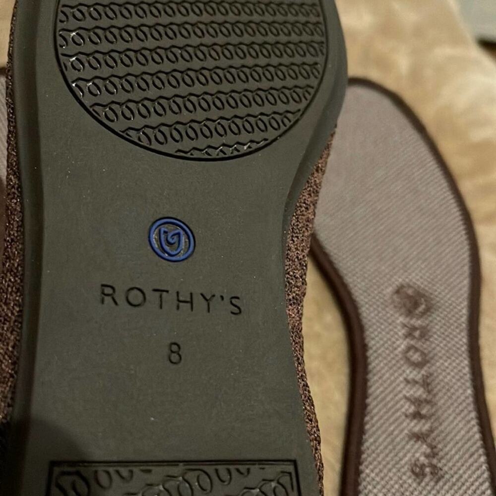 Rothys Round Truffle Python Size 8 Brown Flat Sho… - image 8